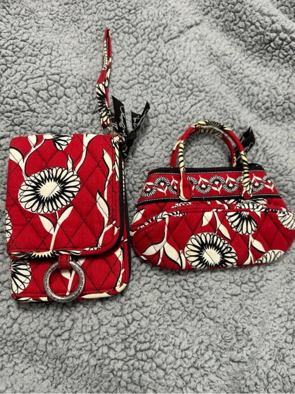 Vera Bradley Red Floral Mini Purse & Wallet Matching Set NWT